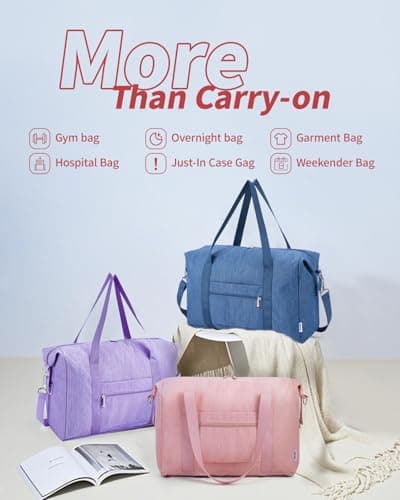 Narwey for Ryanair Cabin Bags 40X30X20 Underseat New Ryanair Small Foldable Travel Duffel Hospital Weekend Bag for Women Ryan Air Carry on Luggage Holdall Tote for Men 20L (Pink) — view 6