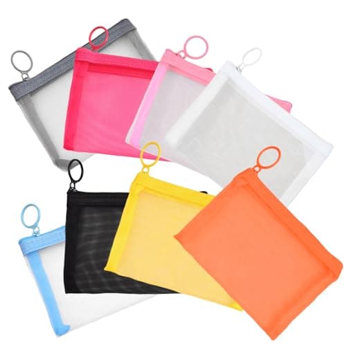Plkjiu 8-Pack Small Zip Pouch - Travel Pouches & Cosmetic Bags for Handbag Organisation, Transparent Mesh Toiletry Bags for Daily Accessories, Coin Bags & Makeup Organizer
