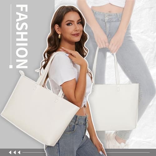 KALIDI Tote Bag Handbags for Women Large with Zip PU Leather School,Work — view 2