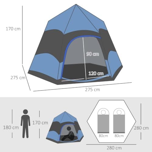 Outsunny Double Layer Instant Pop Up Tent with Rainfly 4 Person Blue — view 3