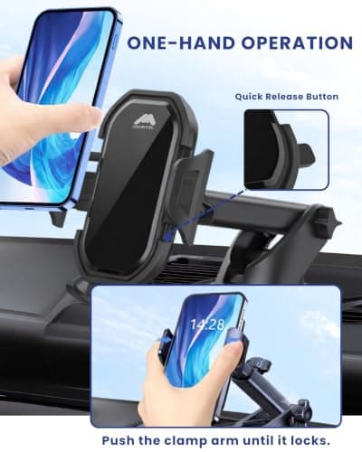 Mobitel Car Phone Holder for Dashboard & Windscreen Strong Suction Cup Car Phone Mount 360° Adjustable Mobile Phone Holder with One Button Release for iPhone 17/16 Samsung Galaxy Google Pixel 4-7" — view 4