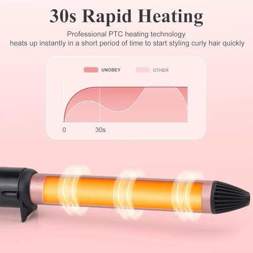 UNOBEY 25mm Ceramic Curling Iron Wand for Short & Long Hair — view 4