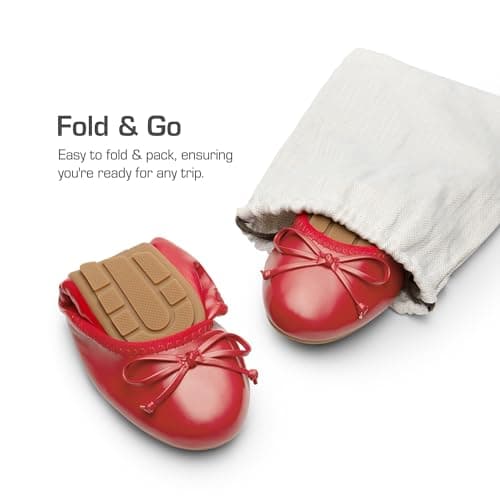 DREAM PAIRS Women's Foldable Bowknot Ballet Flats,RED,6.5 — view 4