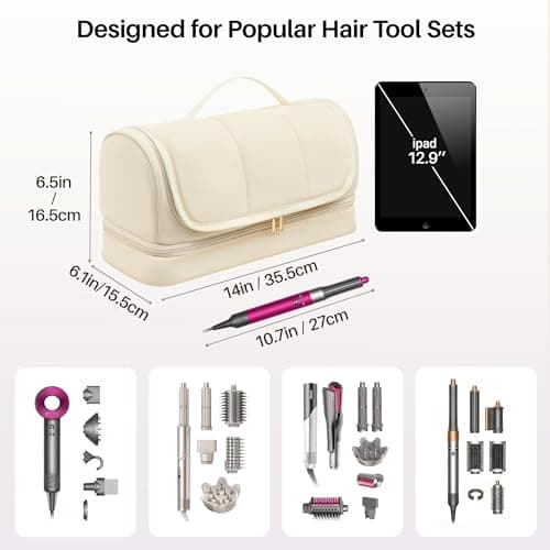 Noldena Hanging Hair Tool Organiser Compatible with Dyson Airwrap, Cream — view 2