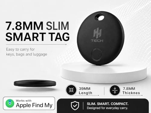 HH-Tech Smart Tag (Pack-2 Black+White) For Apple iOS Devices, Smart Tracker, Key Finder, Replaceable Battery, Easily Track Your Wallet, Bag, Suitcase, and More Worldwide with Apple Find My App — view 6