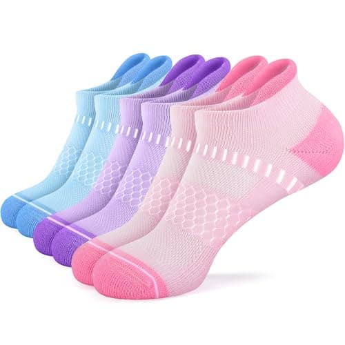 IRAMY Light Compression Socks for Women Arch Support Athletic Cushioned Anti-Blister Comfort Running Ankle Socks 3 Pairs