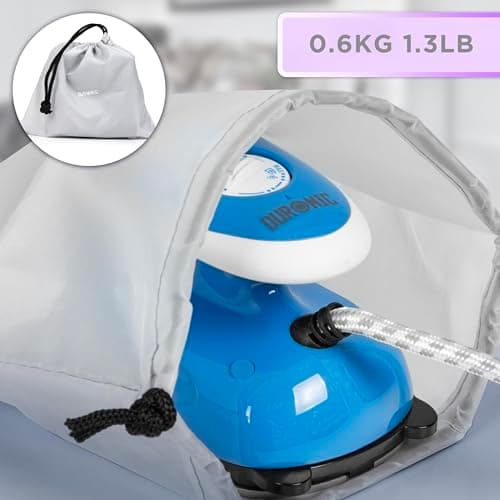 Duronic Travel Iron SI2 BE 375W Mini Irons with Variable Temperature Portable 50ml Blue Steam Iron For Holiday Quilting Crafts Compact Design for Travelling — view 5