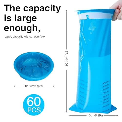 60 Pcs Sick Bags for Car Travel 1000 ml, Portable Vomit Bags Emesis Bag Disposable Blue High Density Emesis Bag for Car Travel Aircraft Motion Morning Sickness Airsick — view 2