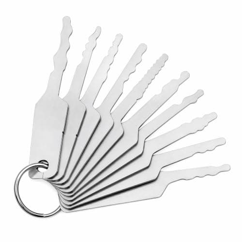 10-Piece Lock Picking Kit with Keyring, Portable Lock Pick Set, Universal Skeleton Keys for Emergency Home, Office, and Car Access, Durable Steel Keychain Accessory Tool for Locksmiths & Homeowners