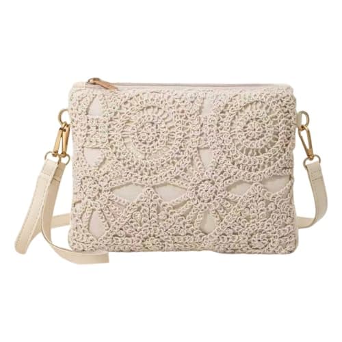 WSXQAZ Woven Crossbody Bag for Women Bohemian Shoulder Bag Crochet Handbags
