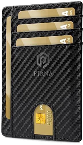 PIRNA Slim Wallet for Men | RFID Blocking Minimalist Credit Card Holder – Thin Card Wallet with Small Money Pocket & Gift Box for Men's in UK (Carbon Fiber Wallet)