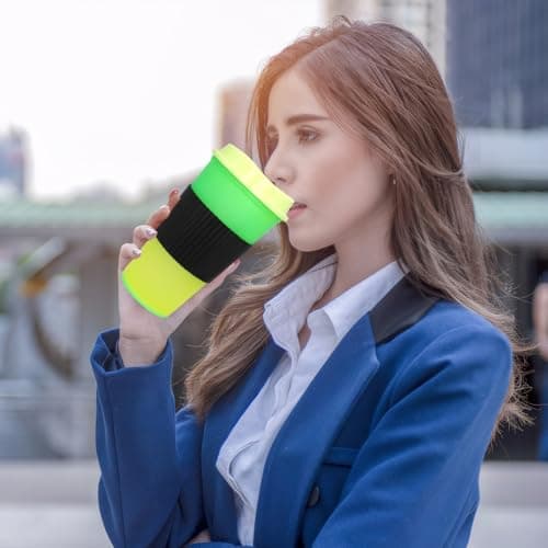 Yisituo 480ml Reusable Coffee Cups with Lids, Plastic Tumblers, 12 Pack Colour Changing Travel Mugs, for Home, Car, Beach, Camping, and Party (12, Colour) — view 4