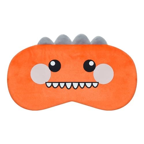 Mezeic Sleep Eye Mask, Cartoon Dinosaur Eye Mask Soft Plush Eye Mask for Sleeping Travel Blockout Sleeping Masks Eye Cover Novelty Cute Animal Eyeshade (Orange Dinosaur)
