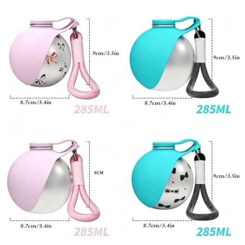 2-in-1 Portable Dog Water Bottle, 285ml Leak Proof Stainless Steel Dog Travel Water Bottle with Silicone Bowl, Compact Lightweight Pet Water Dispenser for Small Dogs Walking Hiking Outdoor Travel(C) — view 2