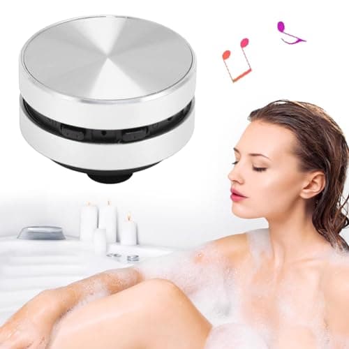 Plyisty Small Bluetooth Speaker, Bone Conduction Portable Shower Speaker with Suction Cup, FM Radio, Stereo Bass Sound for Bathroom Travel (Silver) — view 4