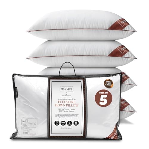 GC GAVENO CAVAILIA Firm Pillows 5Pack Neck Support Bed Pillow | Breathable Standard Size Single Pillow With 100% Cotton Cover | Hotel Quality Pillows For Stomach Back Pain & Side Sleepers, 74x48cm