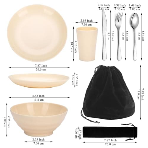 Kyraton Camping Utensils - Mess Kit for Travel, Picnic, Outdoor, Gear Include Knife, Spoon, Fork Cutlery Set, Cup, Bowl, Plate - Camping Essentials for 2 — view 2
