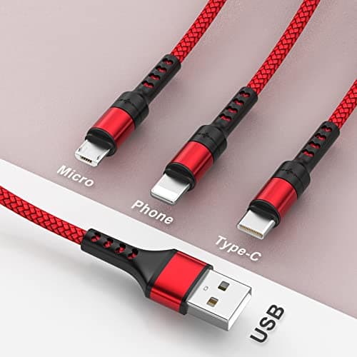 RAVIAD Multi Charger Cable, 3 in 1 Charger Cable 3A USB Fast Charging Cord — view 2
