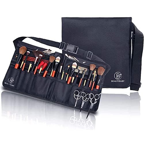 Beautybaby Artist Professional Makeup Brush Waist Bag Cosmetic Portable Multi Pockets Bag with Belt Strap Black, Black, 1 Count (Pack of 1) — view 3