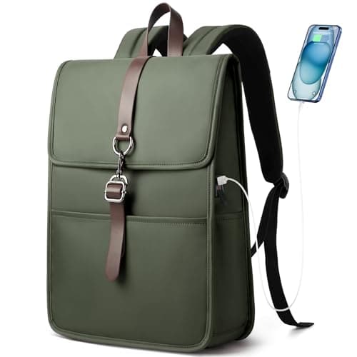 HEROIC KNIGHT Anti-Theft 15 Inch Laptop Backpack, USB Charging Port-Green