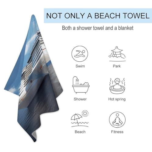 GHBNK Cruise Ship Beach Towel for Adults Oversized 31"x51" Pool Towel Sand Free Beachtowel Quick Dry Bath Towels Lightweight Absorbent Swim Towels for Travel, Swimming, Yoga, Camping — view 3