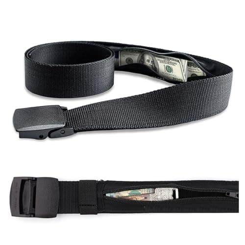 IUSOT Money Belt for Travel Hidden Compartment with Secret Zip Pocket, Adjustable Nylon Design, Black, Ideal for Secure Travel and Everyday Use