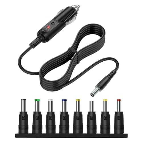 12V DC Car Plug Adapter, Cigarette Lighter Cable with 8Connectors 5.5x2.1mm
