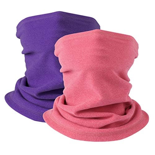 Winter Neck Warmer Fleece Windproof Neck Gaiter Snood for Men Women Cold Weather Face Scarf Headwear for Skiing Running Cycling (Rose+Purple)