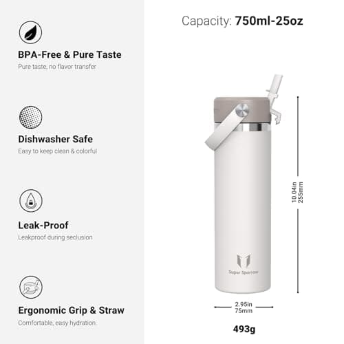 Sparrow Insulated Water Bottle with Straw Metal Water Bottles Drinks 750ml — view 3