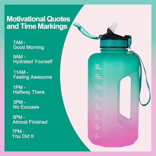 GLEKGLEK 2.2L Water Bottle with Straw, Handle, Leakproof, Green Pink — view 5