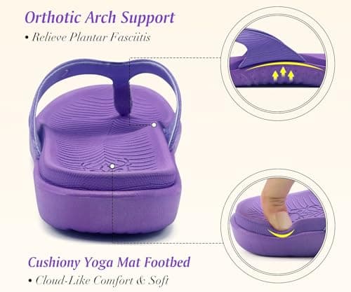 KuaiLu Womens Arch Support Flip Flops Yoga Mat Cushioned Orthopedic Sandals — view 4