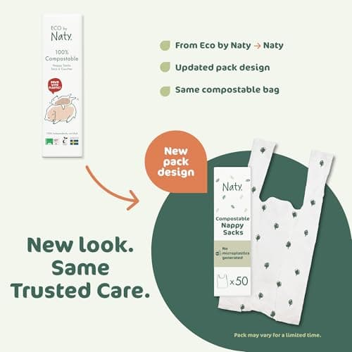 Naty compostable nappy bags with easy tie handles, 50 count — view 5