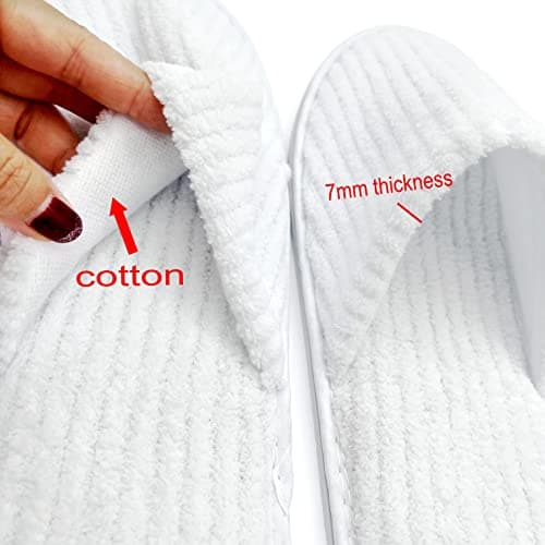 JZK 2 Pairs Large Men Disposable Slippers - White, Unisex, Washable Velvet Closed Toe Slippers for Spa, Holiday — view 5