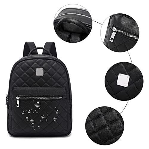 Myhozee Backpack Womens Fashion Leather PU Rucksack Lightweight Daypack School Bag Travel Small Backpack Handbag for Ladies & Girls(Black) — view 5