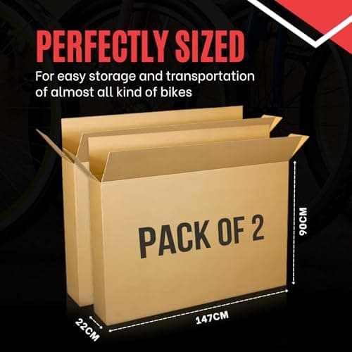 Large Double-Walled Bicycle Carboard Box | Strong Flat-Pack Packaging Box for Moving House | Artwork & Guitar Shipping Box with 2 Handles | Cardboard Bike Carton for Air Travel | Pack of 2 XXL — view 4