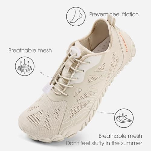 Barefoot Shoes Men Women Water Shoes Wide Lightweight Walking Shoes(New Beige,5UK) — view 3