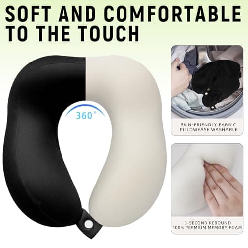 Petgulu Travel Pillow Memory Foam - Lightweight & Quick Pack Neck Pillow for Airplane Car, Neck Pillowt for Travel, Camping, Office & Home - with Storage Box — view 2