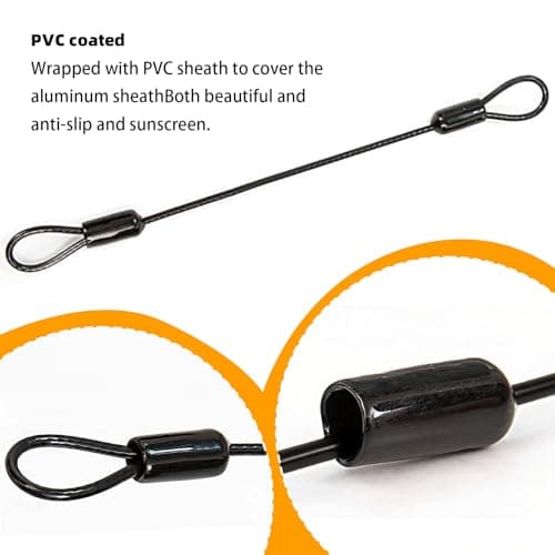 6-Pack Stainless Steel Wire Rope Lanyard Cable Tether Safety Strap Iron Safety Cable Wire with Double Looped Ends Coated Plastic Security Cable Luggage Lock for Chain Lock — view 4