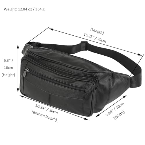 ZZNICK Genuine Leather Fanny Pack/Waist Bag/Organizer with Adjustable Belt, Multiple Pockets for Men and Women — view 4