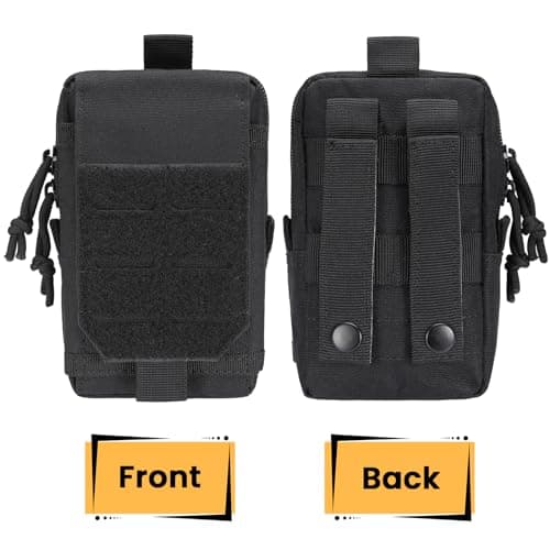 Hejo Tactical Molle Pouch, Utility Belt Pouch with Zipper (Black) — view 2
