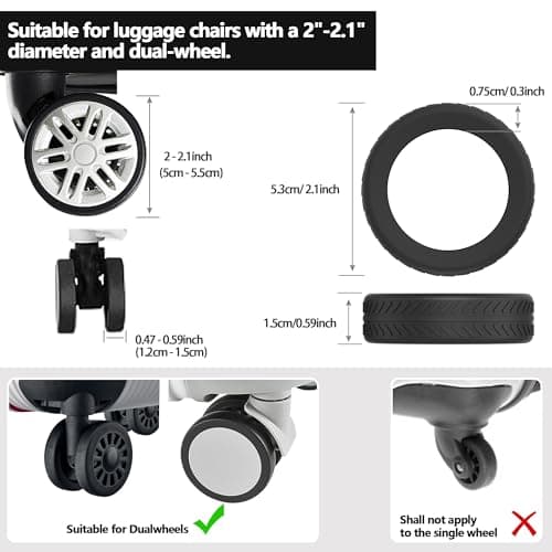 AWINNER Luggage Wheel Covers 8 Pack Upgraded,Silicone Luggage Wheel Protector Covers for Most 8 Spinner Wheel Suitcases or Office Chair Caster,Durable,Mute and Shock Absorption, Black — view 4