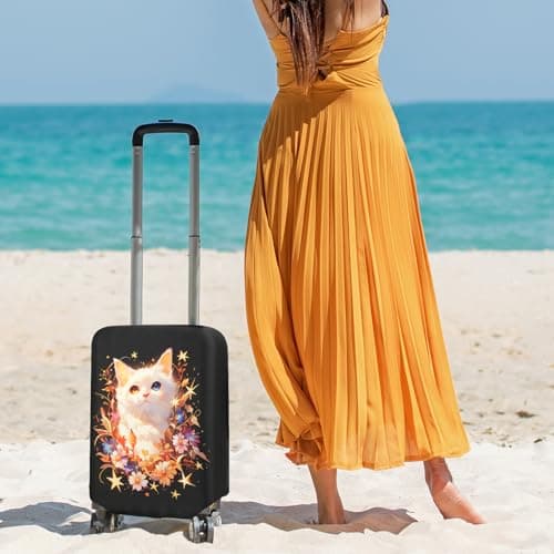 SICANAUO Luggage Covers, Elastic Travel Suitcase Protector, Personalised Suitcase Cover, Anti-Scratch Luggage Storage Covers, Travel Trolley Case Protector (Style 10, M (22-24 inch suitcase)) — view 5