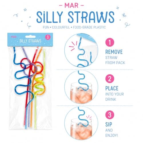 MAR Reusable Silly Straws 5 Pack – Curly Crazy Straws for Kids & Parties — view 6