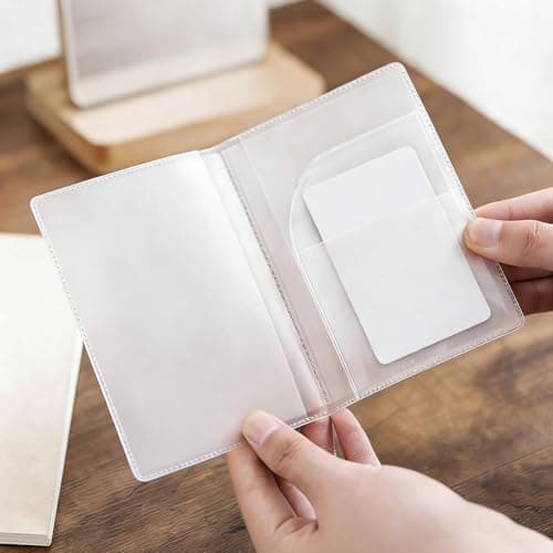 SINJAETRQ Pack of 8 | UK Passport Covers Transparent, Waterproof PVC Passport Holders, Anti-Scratch Frosted Protective Cases with Card Slots for Travel, Family Passport Organizer — view 3