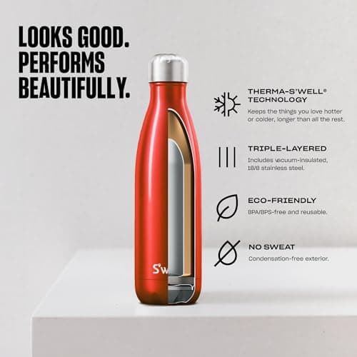 S'well Original Water Bottle, Ocean Marble, 500 ml - Vacuum-Insulated Keeps Drinks Cold and Hot - BPA-Free Stainless Steel Hydration for On the Go — view 6
