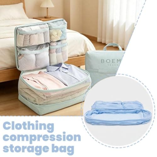 Compression Packing Cubes, 5-in-1 Hanging Travel Organizer Set (Pink) — view 2