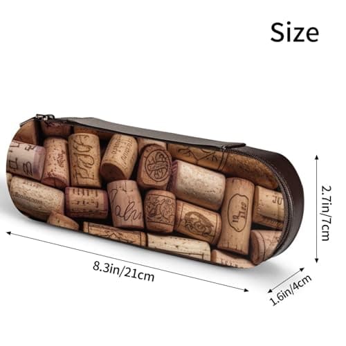 Wine Cork Printed Hardshell Leather Pencil Case for Girls Boys, Cute Pencil Pen Pouch Makeup Bag for Travel School Office College — view 4