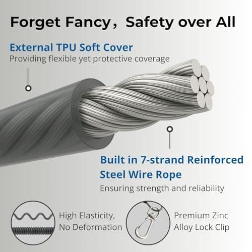 muuee Phone Lanyard with Metal Tether Tab, Stretchy Anti Theft Phone Wrist Strap, Anti-Drop Outdoor Hiking Skiing Cycling Climbing, Compatible for iPhone and Most Smartphones (White) — view 2