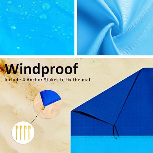 PLACHIDAY Beach Blanket - Extra Large Beach Mat Sandproof & Waterproof Sand Free Mat, Lightweight Durable Camping Blanket for Outdoor Picnic, Travel, Camping, Hiking — view 4
