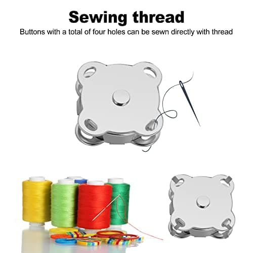 Prasacco 12 Sets Magnetic Buttons Button Magnets Clasps Bag Closures Fastener Magnetic Snaps for Purses Handbag Clothing Sewing Craft, 15mm 3 Colors, Silver — view 3